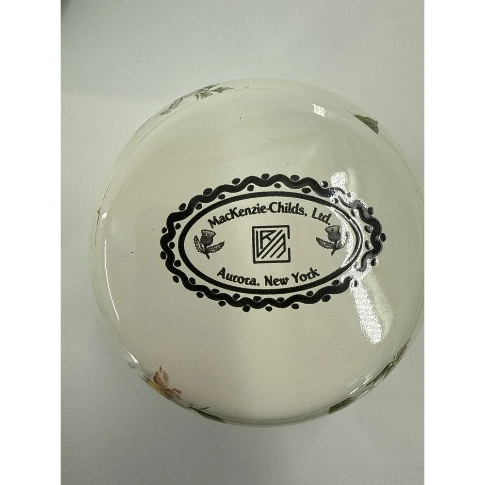 MacKenzie Childs‎ Camp Rose Coffee Pot Sugar Bowl Set Cream Floral Enamel